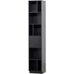 Wohnen Vitrinen<40x210x40 Standregal in Schwarz aus Kiefer - Niwidus