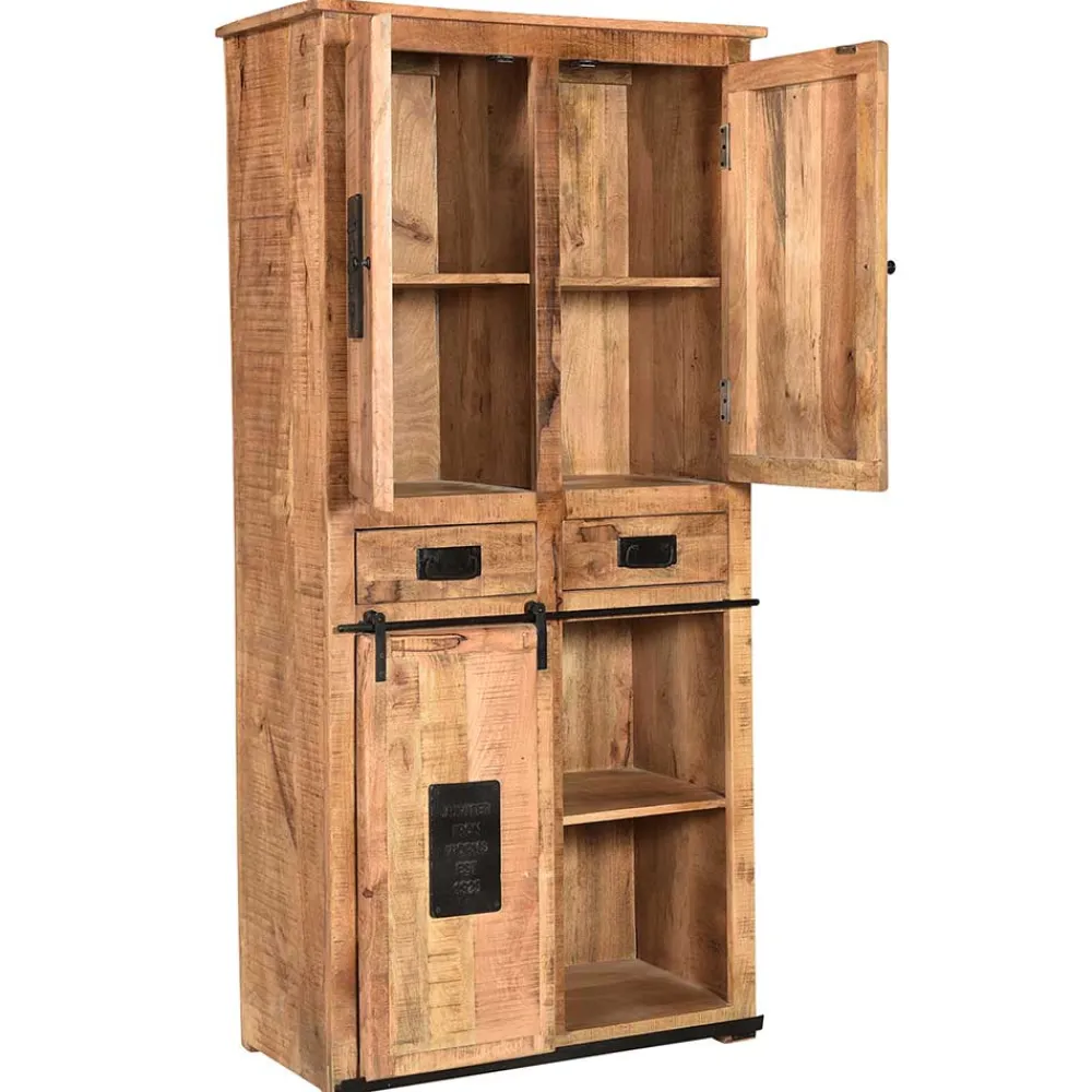 Wohnen Vitrinen<90x180x40 Stauraum Schrank im Industrial Style - Eswan