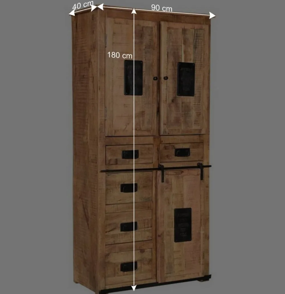 Wohnen Vitrinen<90x180x40 Stauraum Schrank im Industrial Style - Eswan