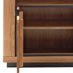 Wohnen Regale|Vitrinen<72x142x40 Teilmassives Regal mit drei Fächern & Tür - Vlacoma