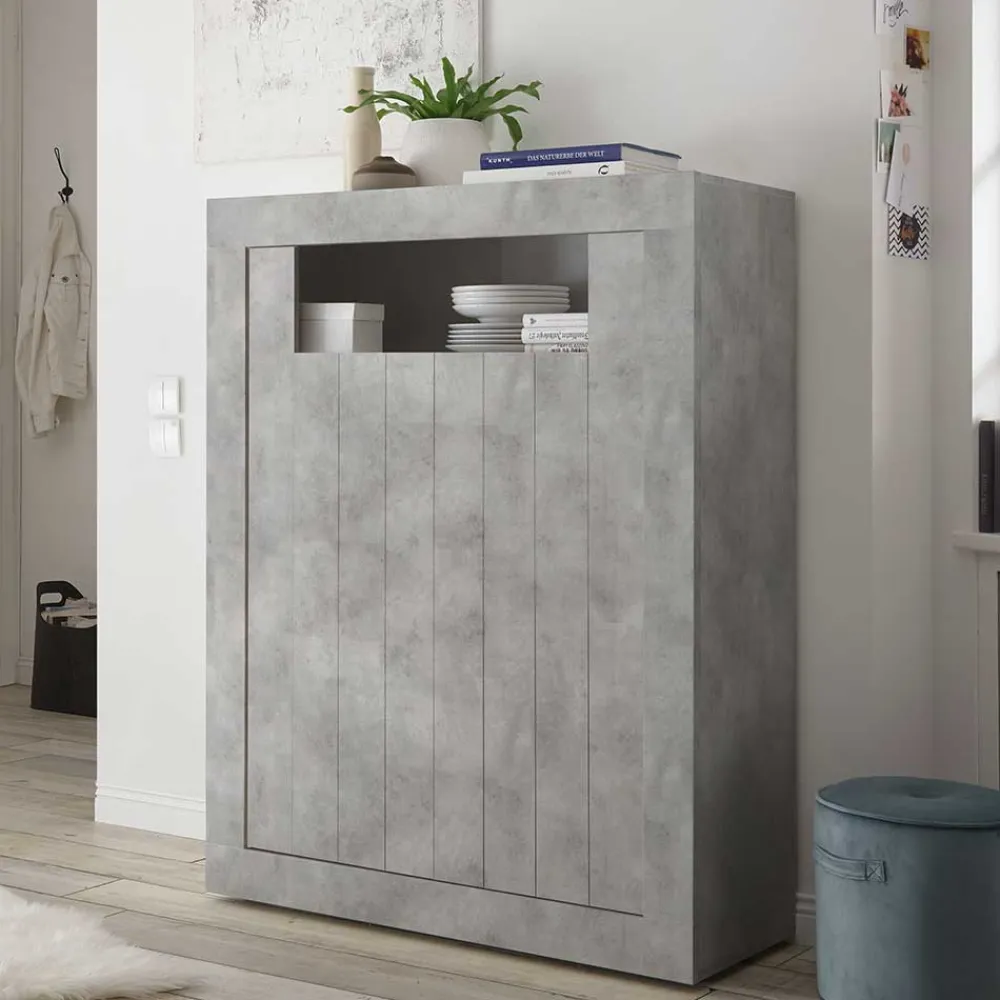 Wohnen Highboards<110x144x43 Türen-Highboard in Beton Dekor - Eman