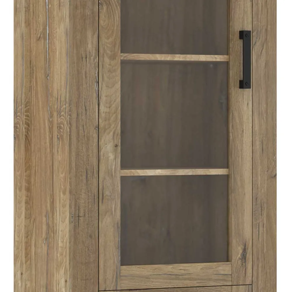 Wohnen Vitrinen<65x200x40 2-türige Vitrine in Eiche Dunkel - Fanos
