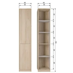 Wohnen Vitrinen<40x199x40 2-türiger Schrank in Eiche Furnier - Ewana