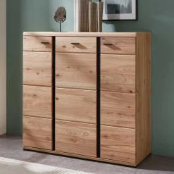 Wohnen Highboards<123x121x42 3-türiges Highboard teilmassiv - Latenda