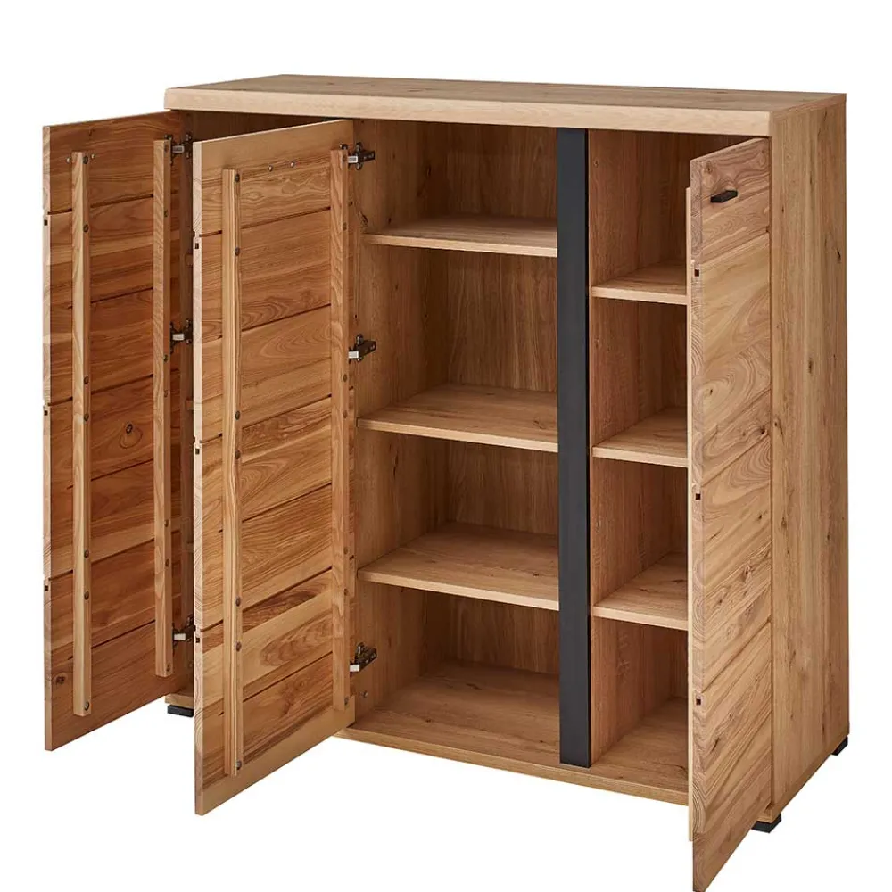 Wohnen Highboards<123x121x42 3-türiges Highboard teilmassiv - Latenda
