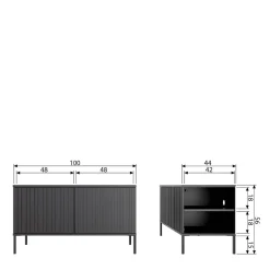 Wohnen Lowboards<100x56x44 2-türiges TV Board in Schwarz - Gelvins