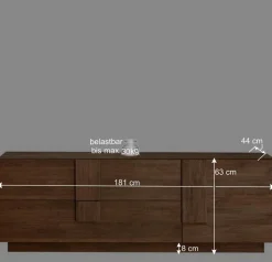 Wohnen Lowboards|Tv & Hifi-Möbel<181x63x44 TV Kommode in Holzoptik - Basento