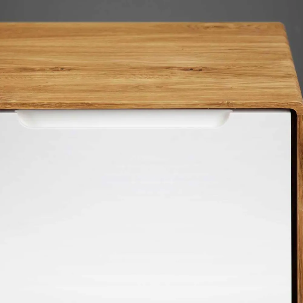 Wohnen Tv & Hifi-Möbel|Lowboards<220x48x40 TV Kommode in Weiß & Wildeiche - Diesta