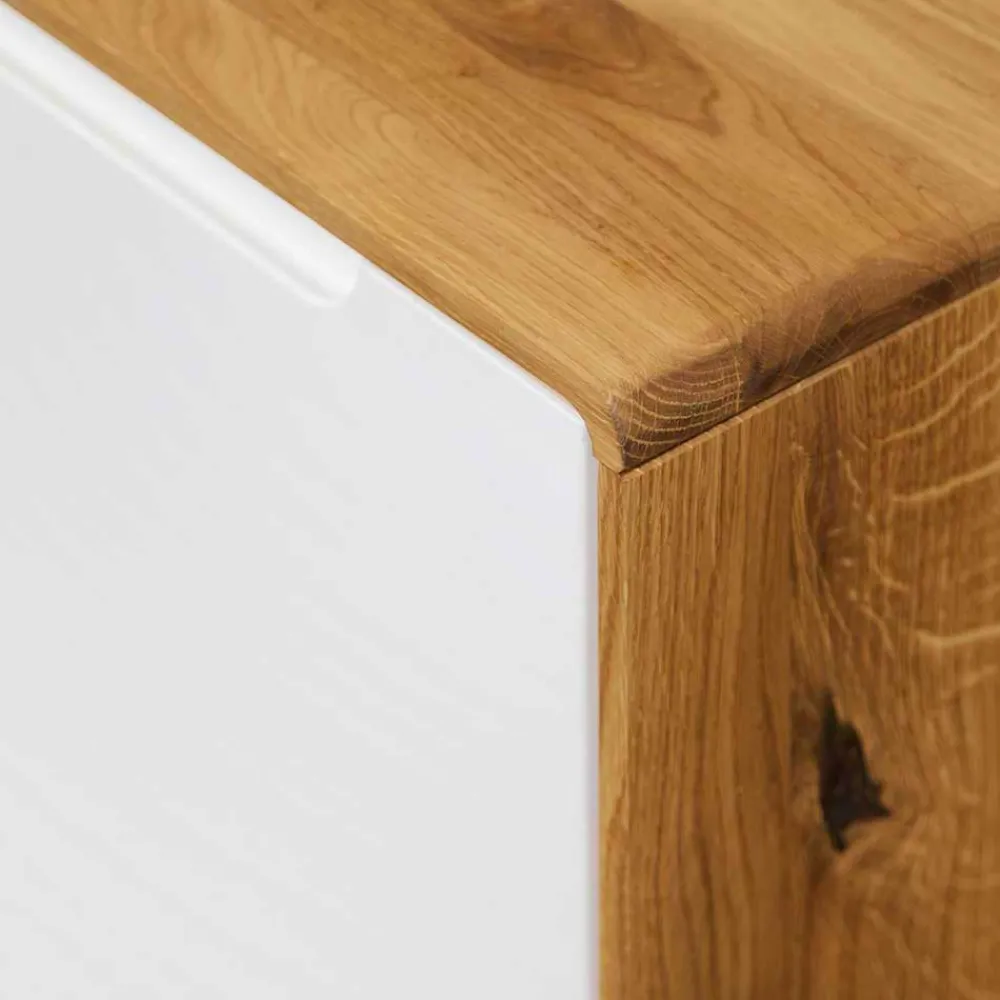 Wohnen Tv & Hifi-Möbel|Lowboards<220x48x40 TV Kommode in Weiß & Wildeiche - Diesta