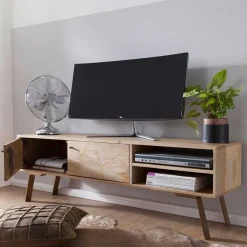 Wohnen Tv & Hifi-Möbel|Lowboards<145x47x35 TV Lowboard aus Mango Massivholz - Geyco