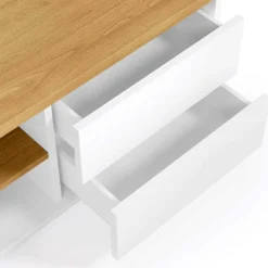 Wohnen Tv & Hifi-Möbel|Lowboards<200x44x36 TV Lowboard in Weiß & Eiche - Vintilias