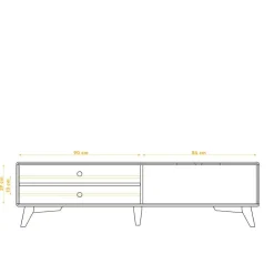 Wohnen Tv & Hifi-Möbel|Lowboards<180x48x40 TV Möbel in Wildeiche & Weiß - Diesta
