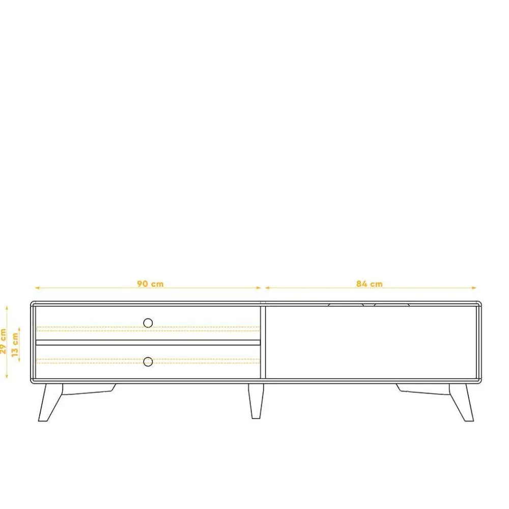 Wohnen Tv & Hifi-Möbel|Lowboards<180x48x40 TV Möbel in Wildeiche & Weiß - Diesta