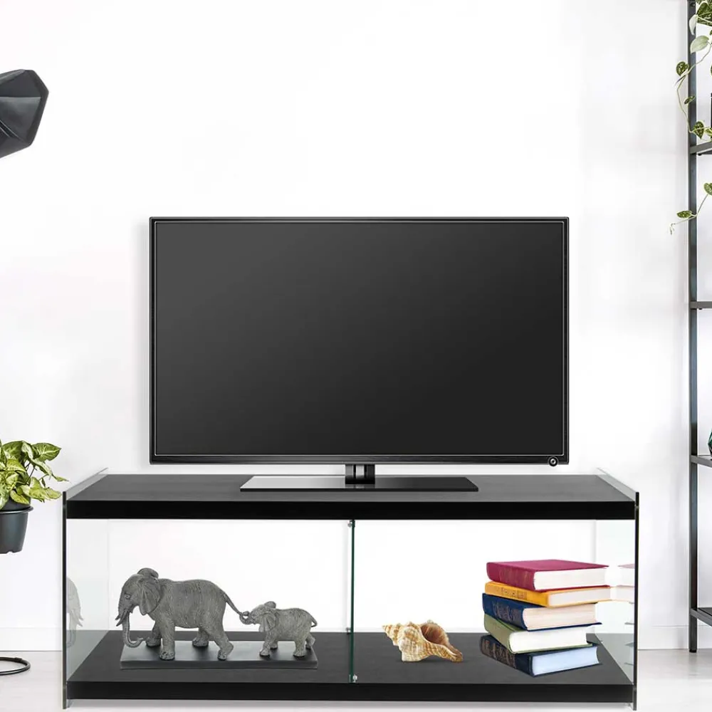 Wohnen Tv & Hifi-Möbel|Lowboards<120x45x60 TV Regal in Schwarz lackiert - Voreno