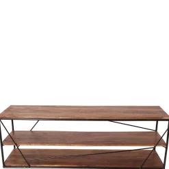 Wohnen Tv & Hifi-Möbel|Lowboards<140x47x40 TV Tisch Regal aus Massivholz & Stahl - Offia