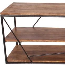 Wohnen Tv & Hifi-Möbel|Lowboards<140x47x40 TV Tisch Regal aus Massivholz & Stahl - Offia