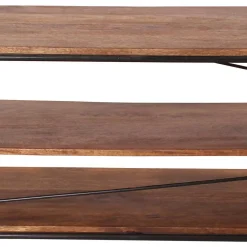 Wohnen Tv & Hifi-Möbel|Lowboards<140x47x40 TV Tisch Regal aus Massivholz & Stahl - Offia