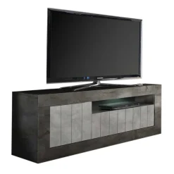 Wohnen Tv & Hifi-Möbel|Lowboards<138x56x43 TV Unterschrank in Grau zweifarbig - Dionassa