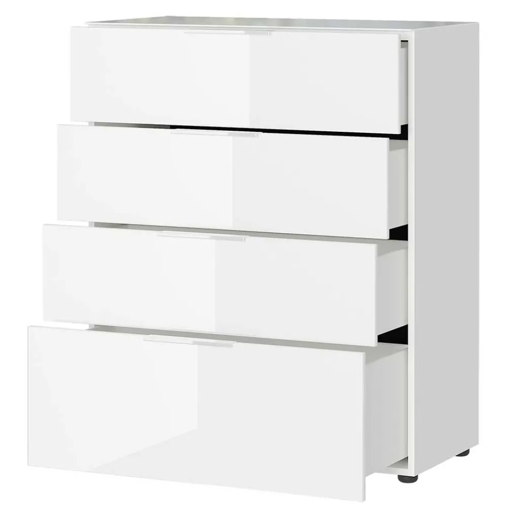 Wohnen Kommoden<83x101x42 Vier-Schubladen-Kommode in Weiß - Thima