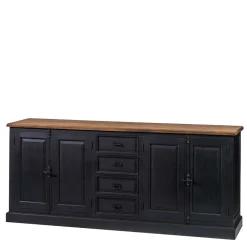 Wohnen Sideboards<220x96x53 Vintage Design Anrichte in Schwarz - Niovan