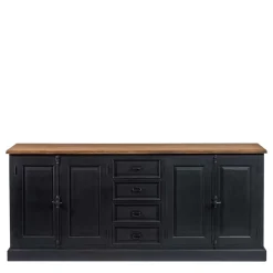 Wohnen Sideboards<220x96x53 Vintage Design Anrichte in Schwarz - Niovan