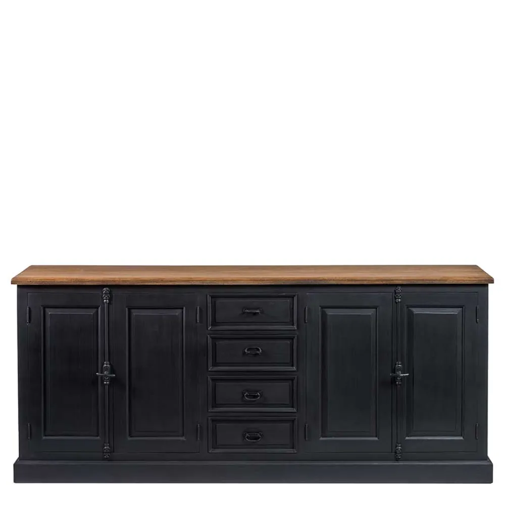 Wohnen Sideboards<220x96x53 Vintage Design Anrichte in Schwarz - Niovan