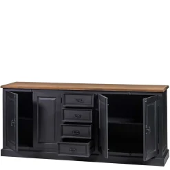 Wohnen Sideboards<220x96x53 Vintage Design Anrichte in Schwarz - Niovan