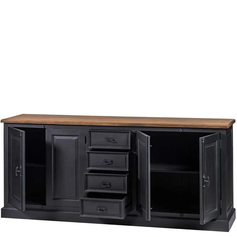 Wohnen Sideboards<220x96x53 Vintage Design Anrichte in Schwarz - Niovan