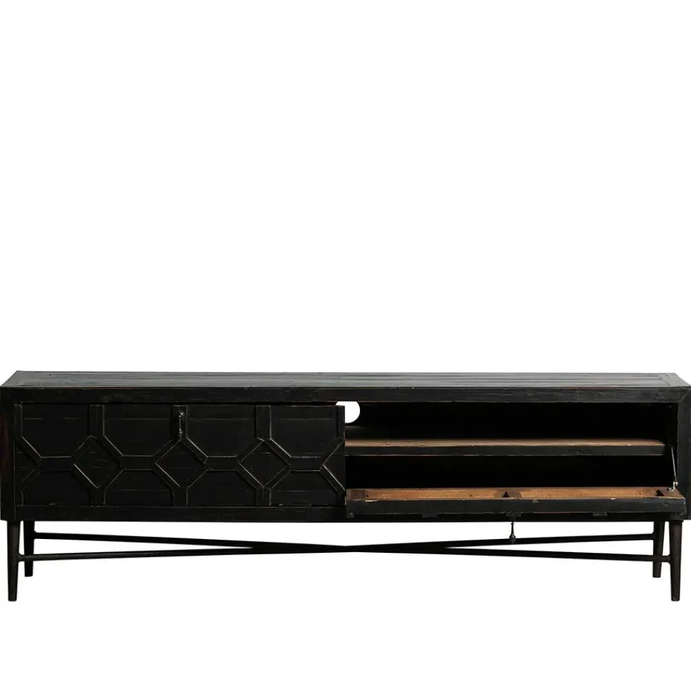 Wohnen Tv & Hifi-Möbel|Lowboards<160x50x45 Vintage Design Lowboard in Schwarz - Illestra