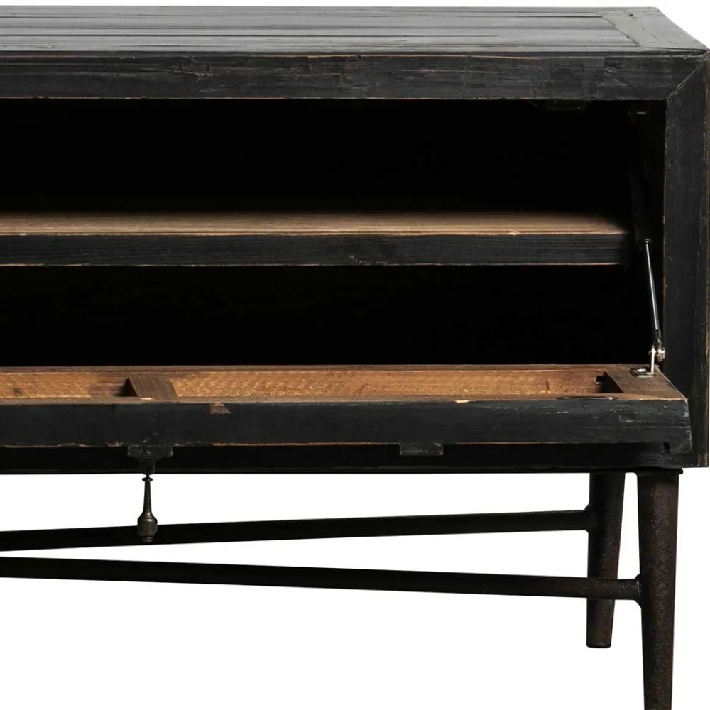 Wohnen Tv & Hifi-Möbel|Lowboards<160x50x45 Vintage Design Lowboard in Schwarz - Illestra