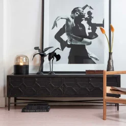 Wohnen Tv & Hifi-Möbel|Lowboards<160x50x45 Vintage Design Lowboard in Schwarz - Illestra