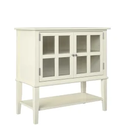 Wohnen Vitrinen<80x78x40 Vintage Glasschrank in Creme - Luan