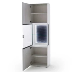 Wohnen Vitrinen<60x208x38 Vitrine in Weiß & Anthrazit - Hazime
