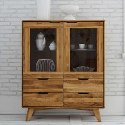 Wohnen Highboards|Vitrinen<90x110x40 Vitrine Kommode aus Wildeiche - Eavy