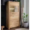Wohnen Vitrinen<65x141x40 Vitrinenschrank aus Wildeiche Massivholz - Loitons