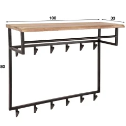 Wohnen Garderoben<100x80x33 Wandgarderobe aus Stahl mit 12 Haken - Lucos