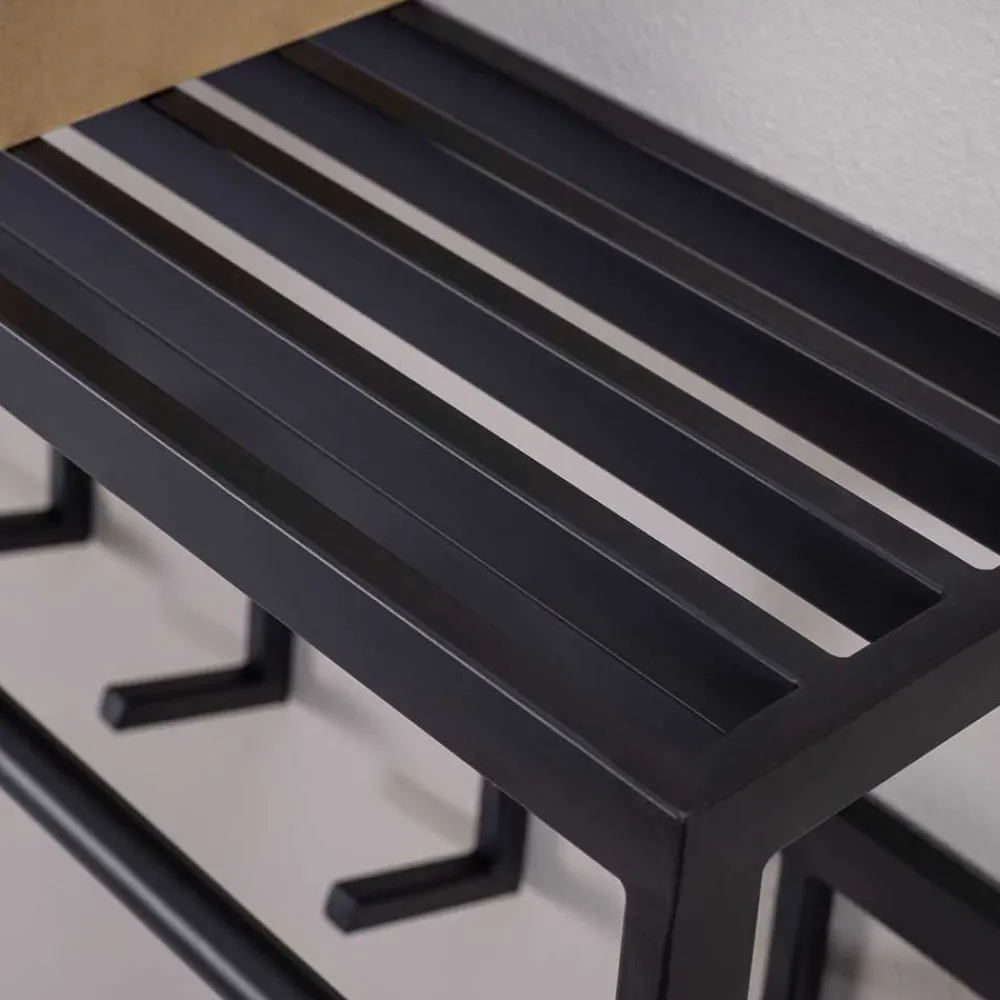 Wohnen Garderoben<70x20x20 Wandgarderobe in Schwarz aus Metall - Catinalo