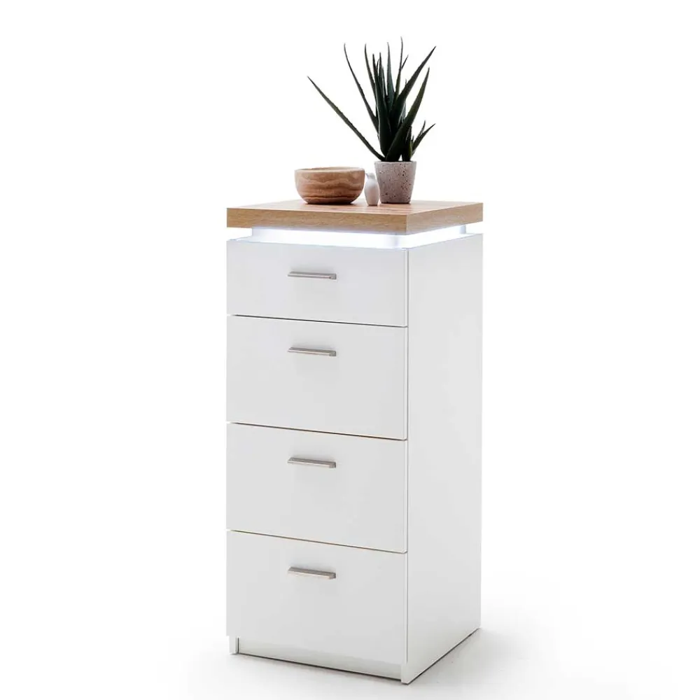 Wohnen Kommoden<42x98x44 Wohnzimmer Hochkommode mit LED - Nusenia