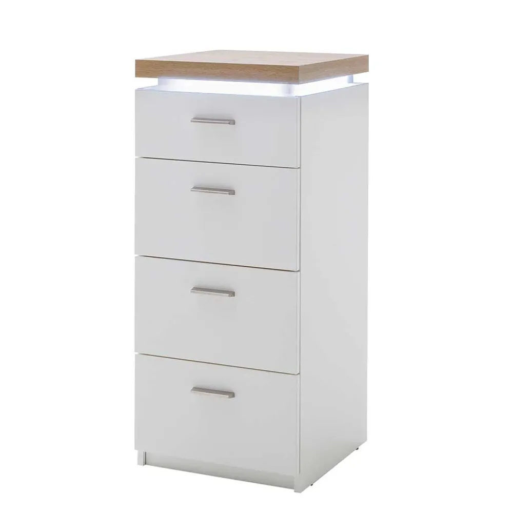 Wohnen Kommoden<42x98x44 Wohnzimmer Hochkommode mit LED - Nusenia