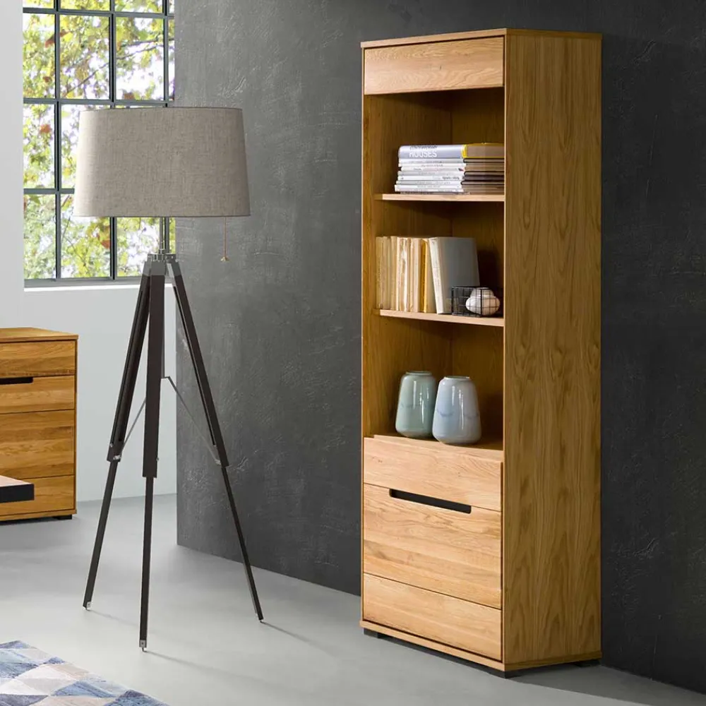 Wohnen Regale|Vitrinen<63x197x41 Wohnzimmer Regal mit 3 Fächern & Tür - Sennya