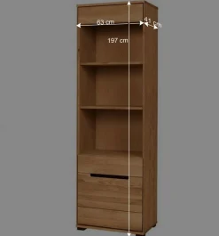 Wohnen Regale|Vitrinen<63x197x41 Wohnzimmer Regal mit 3 Fächern & Tür - Sennya