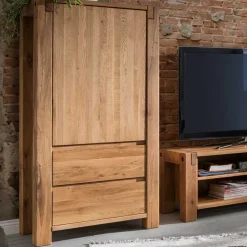 Wohnen Highboards<79x155x45 Wohnzimmer Schrank aus Eiche Massivholz - Tailuv