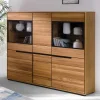 Wohnen Highboards|Kommoden<162x148x42 Wohnzimmer Schrank mit Glas Einsätzen - Sennya I