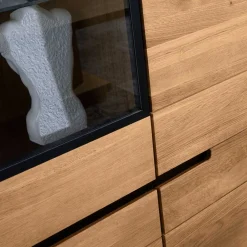 Wohnen Highboards|Kommoden<162x148x42 Wohnzimmer Schrank mit Glas Einsätzen - Sennya I