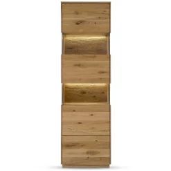 Wohnen Vitrinen|Schränke<63x208x44 Wohnzimmer Vitrine aus Wildeiche massiv - Obinson