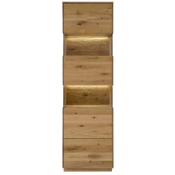 Wohnen Vitrinen|Schränke<63x208x44 Wohnzimmer Vitrine aus Wildeiche massiv - Obinson
