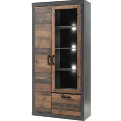 Wohnen Vitrinen<97x201x40 Wohnzimmerschrank mit Glastür - Timuras