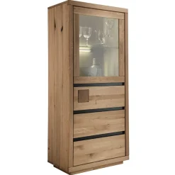 Wohnen Vitrinen<65x148x40 Wohnzimmerschrank mit Glastür - Embleys