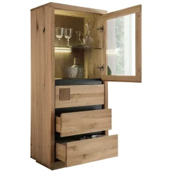 Wohnen Vitrinen<65x148x40 Wohnzimmerschrank mit Glastür - Embleys
