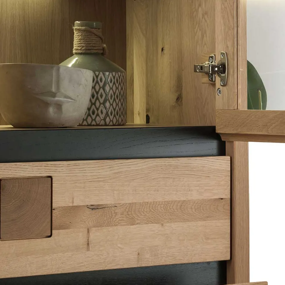 Wohnen Vitrinen<65x148x40 Wohnzimmerschrank mit Glastür - Embleys